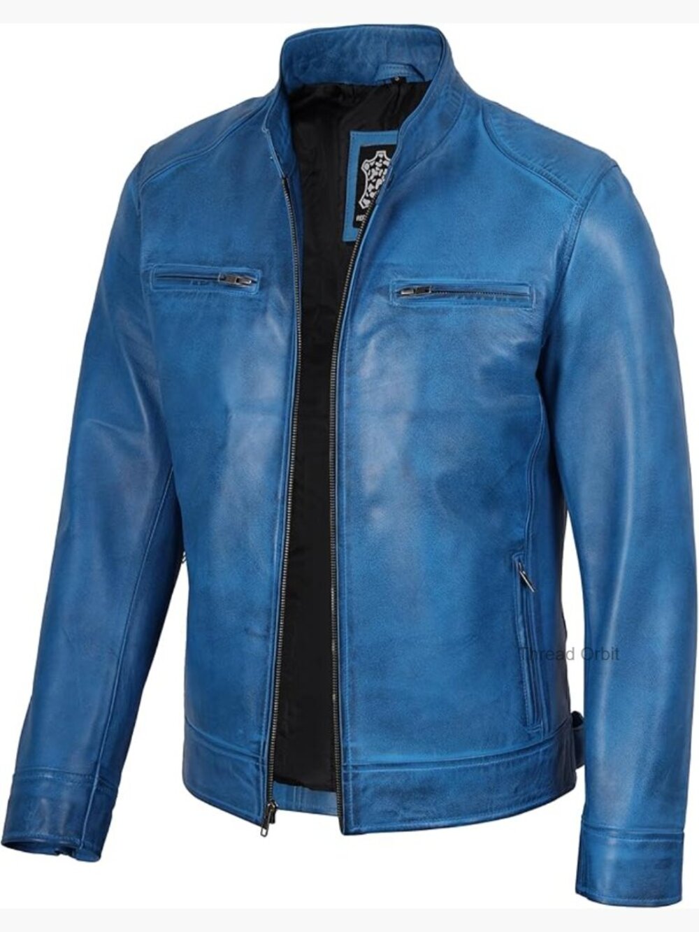 Real Lambskin Cafe Racer Motorcycle Style Leather Jacket Men